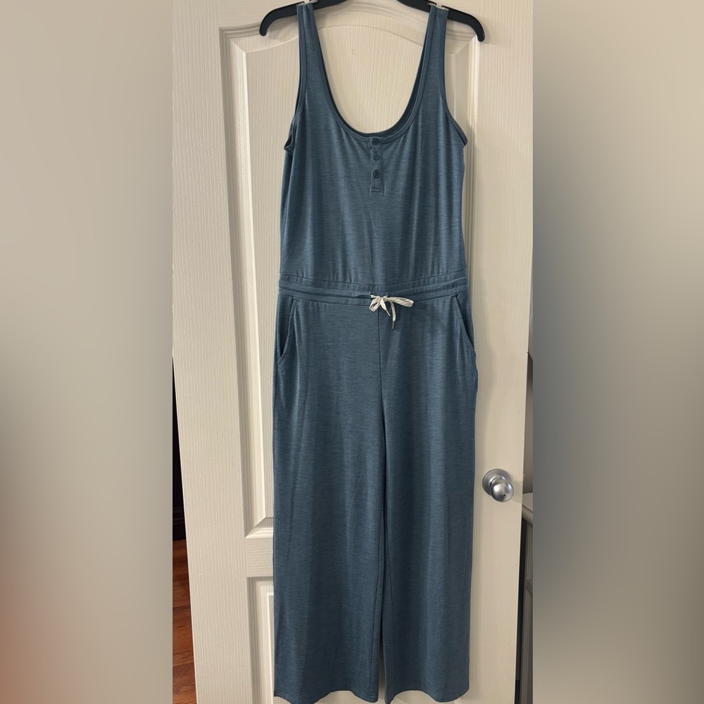 Vuori Blue Sleeveless Jumpsuit with Drawstring Waist